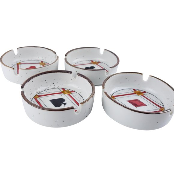 Federal Glass Co Ash Tray Set of 4 Playing Card Suits #S-274 Vintage Round - Picture 4 of 9